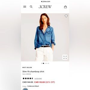 Chambray J Crew Button up Size 8